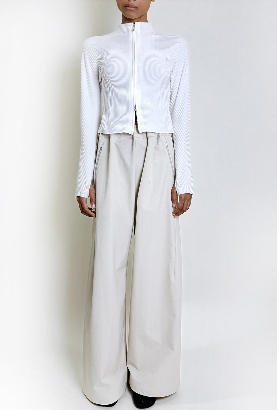 Soft-Weave Long Sleeve Top - White