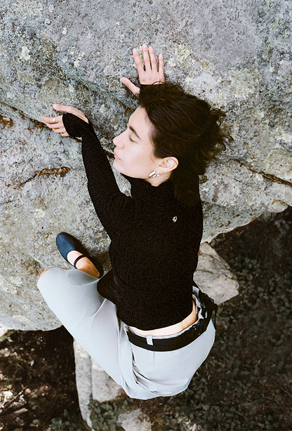 Soft-Weave Long Sleeve Top - Black