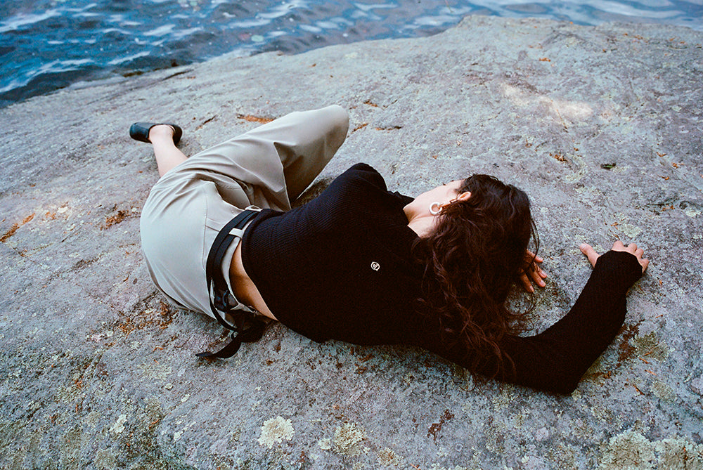 Soft-Weave Long Sleeve Top - Black