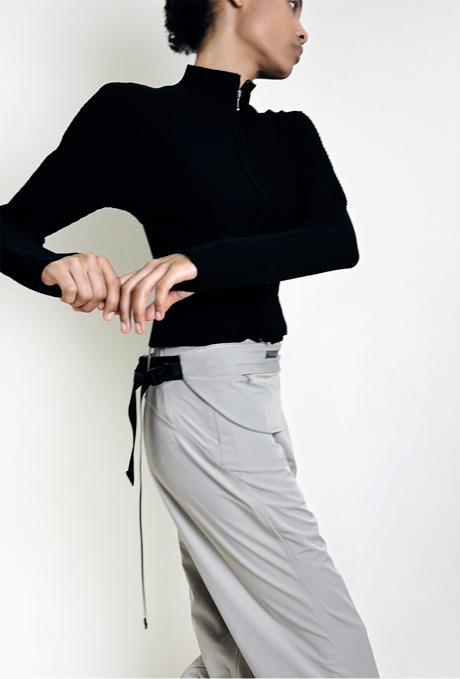 Soft-Weave Long Sleeve Top - Black