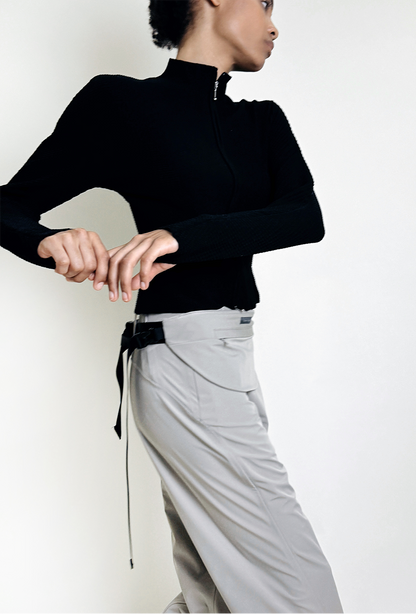 Soft-Weave Long Sleeve Top - Black