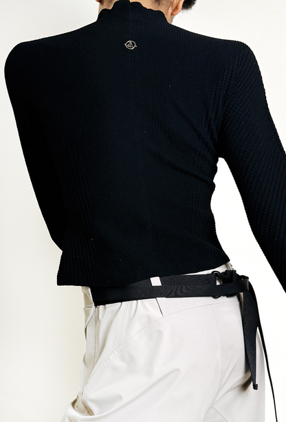 Soft-Weave Long Sleeve Top - Black