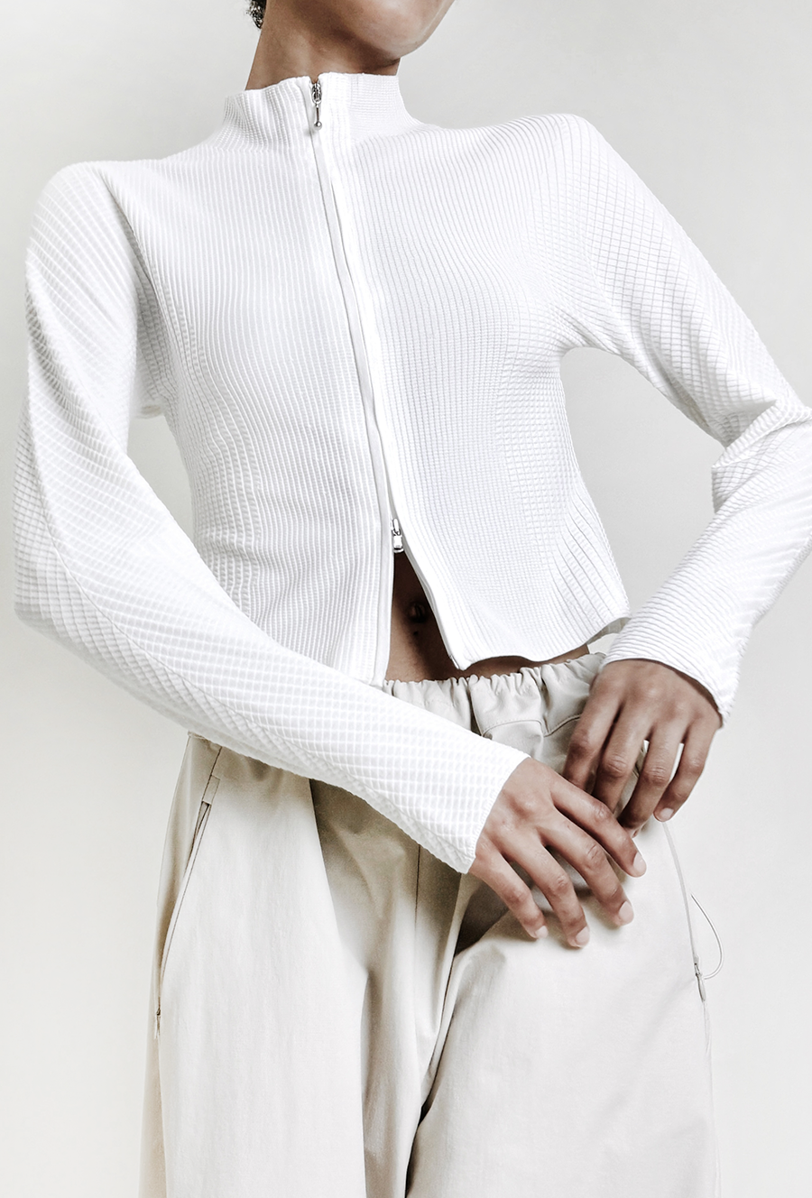 Soft-Weave Long Sleeve Top - White