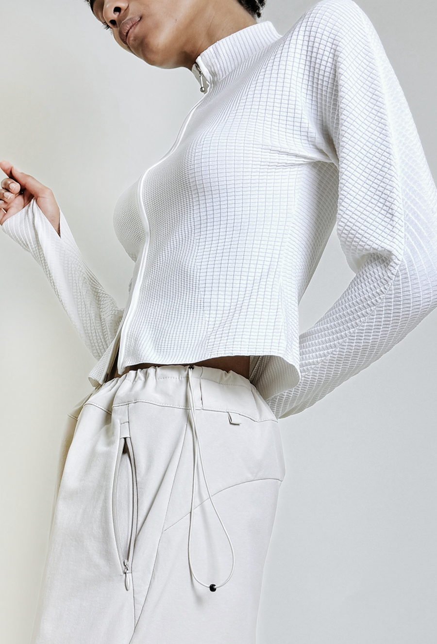 Soft-Weave Long Sleeve Top - White