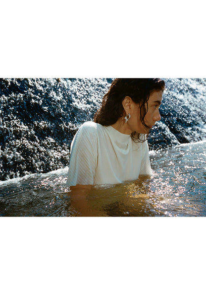 Soft-Weave Short-Sleeve Top - White