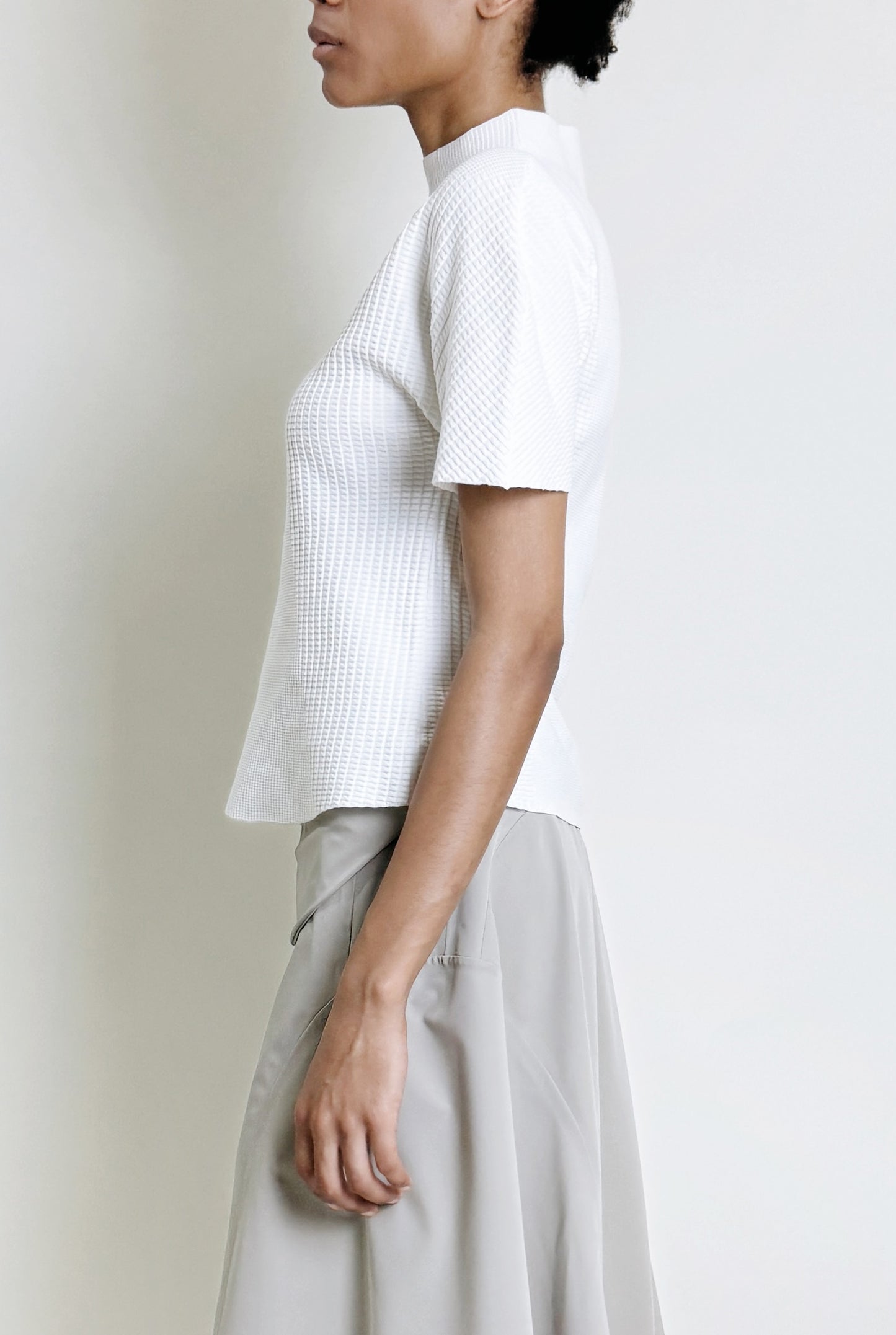 Soft-Weave Short-Sleeve Top - White